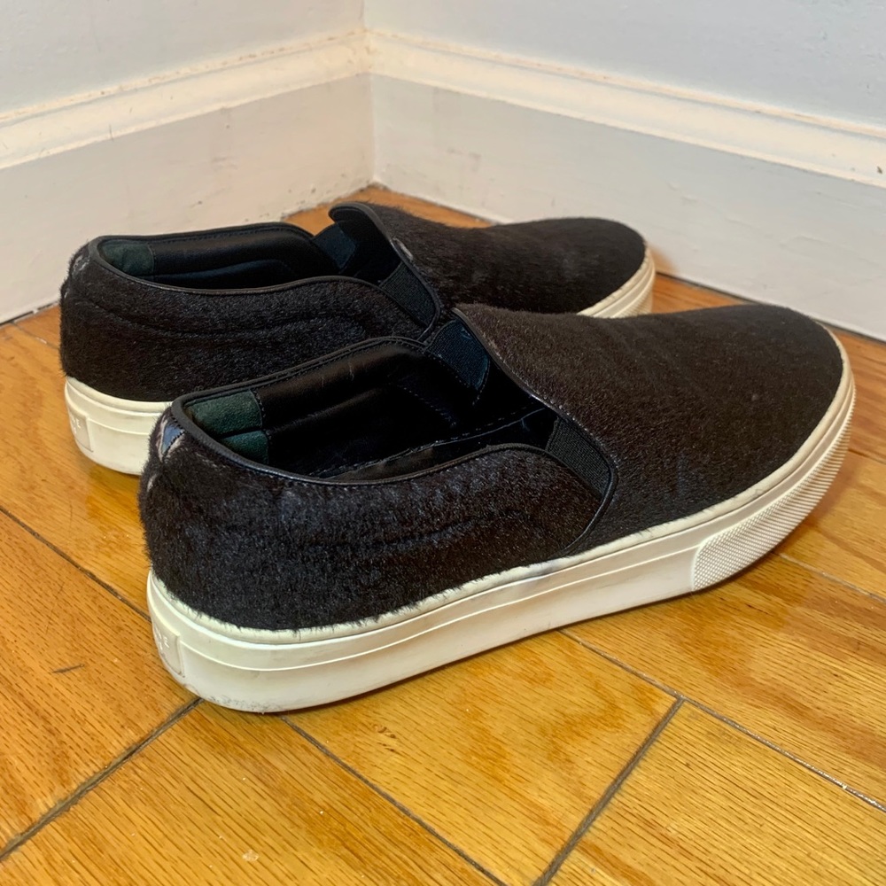 Celine Faux Fur Pull On Trainers, Black